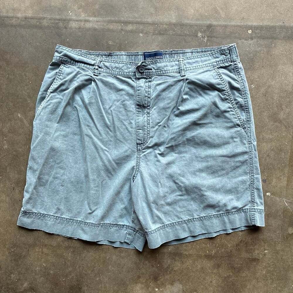 Vintage Saddlebread Cotton Pleated Shorts Overdyed Blue Size 36